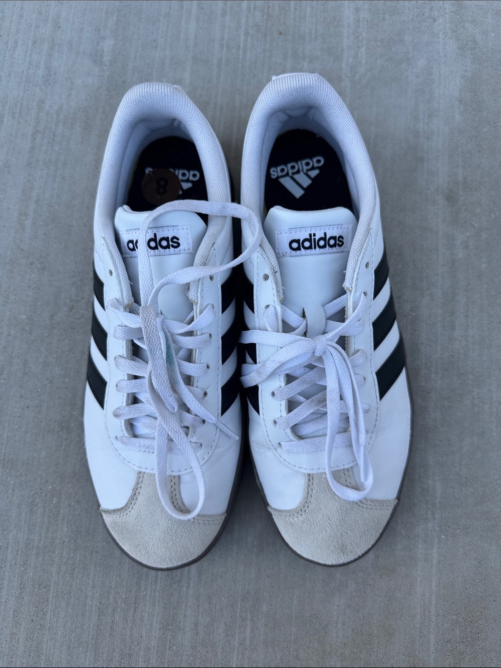 Adidas White and Black Classic Court Sneakers
